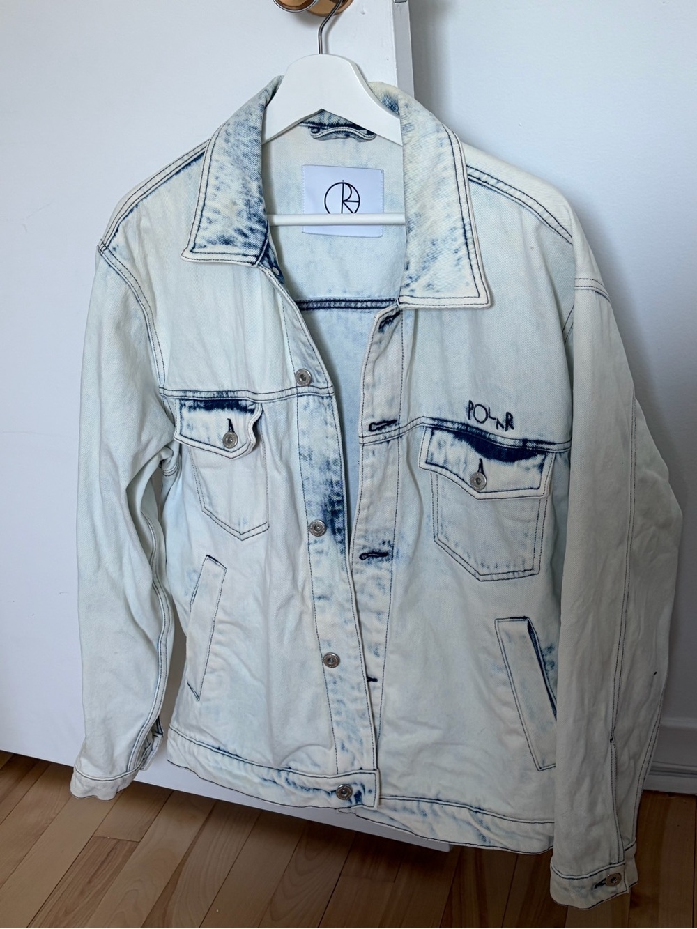 Acid-Wash Denim Jacket - Off-White/Blue